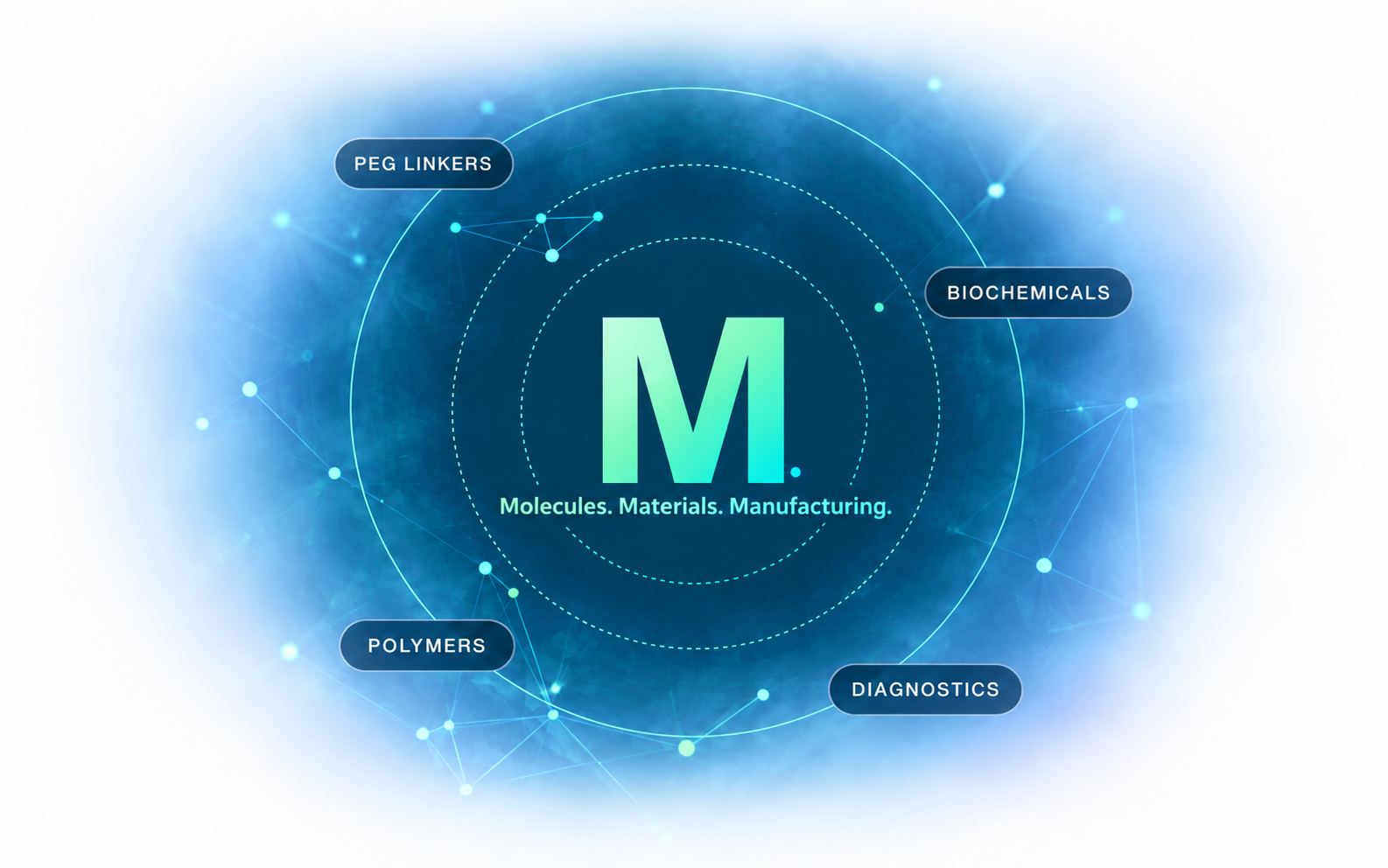 M-Theory platform connecting PEG linkers, biochemicals, polymers and diagnostics